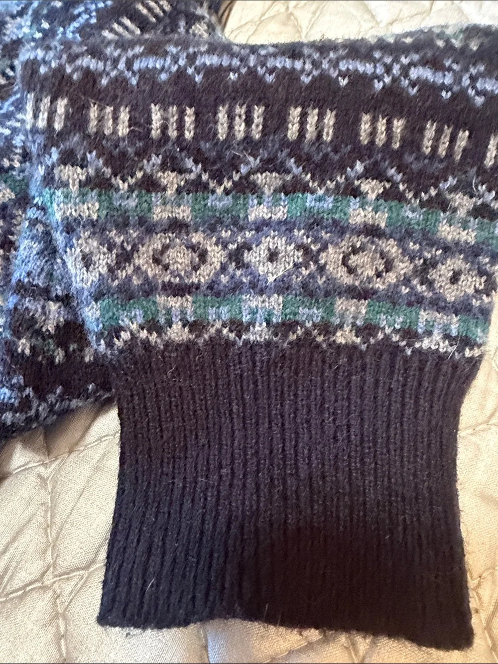 J.Crew Blue & Navy Patterned Sweater - Medium